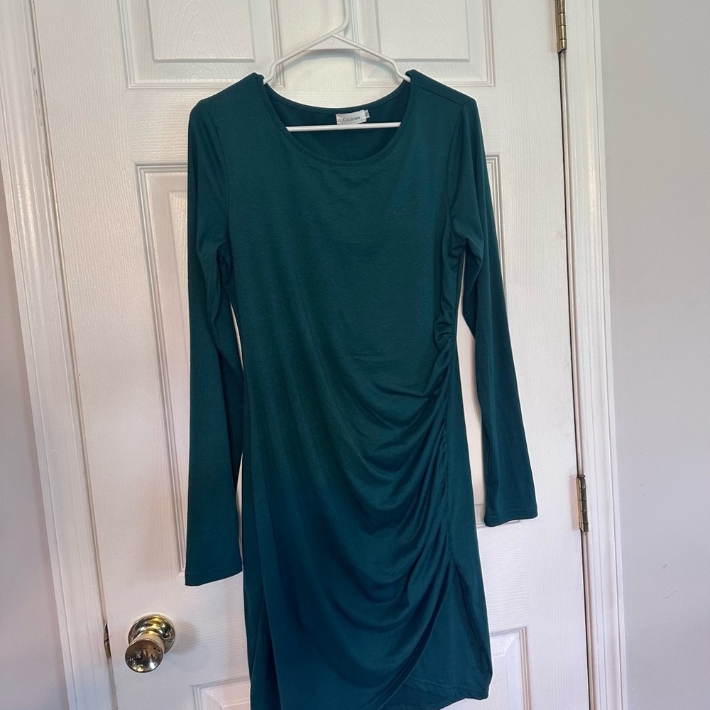 Elegant Teal Long Sleeve Dress